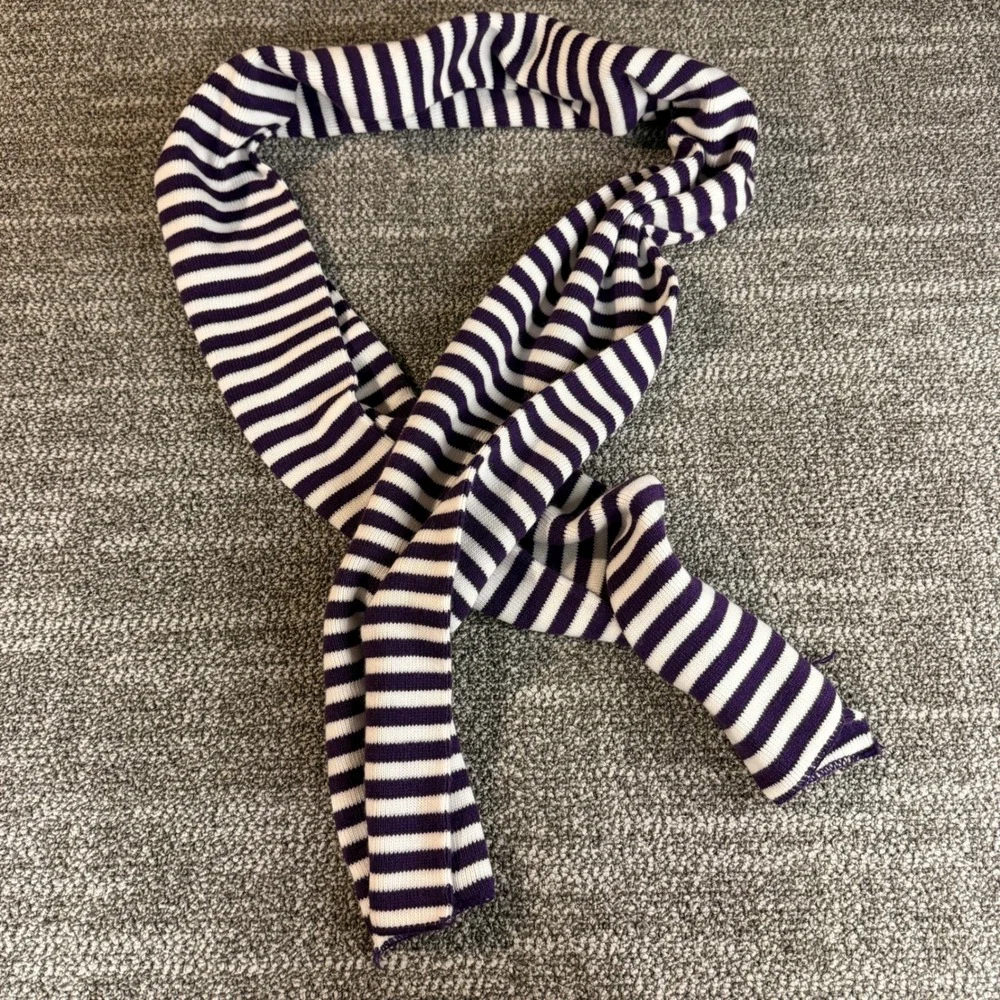 Broner Purple White Striped Knit Scarf Collegiate Style Winter Accessory